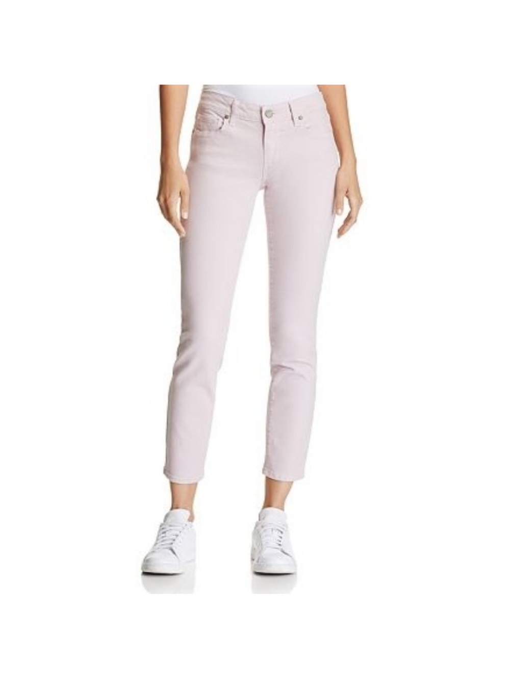 PAIGE Light Pink Cropped Slim Jeans